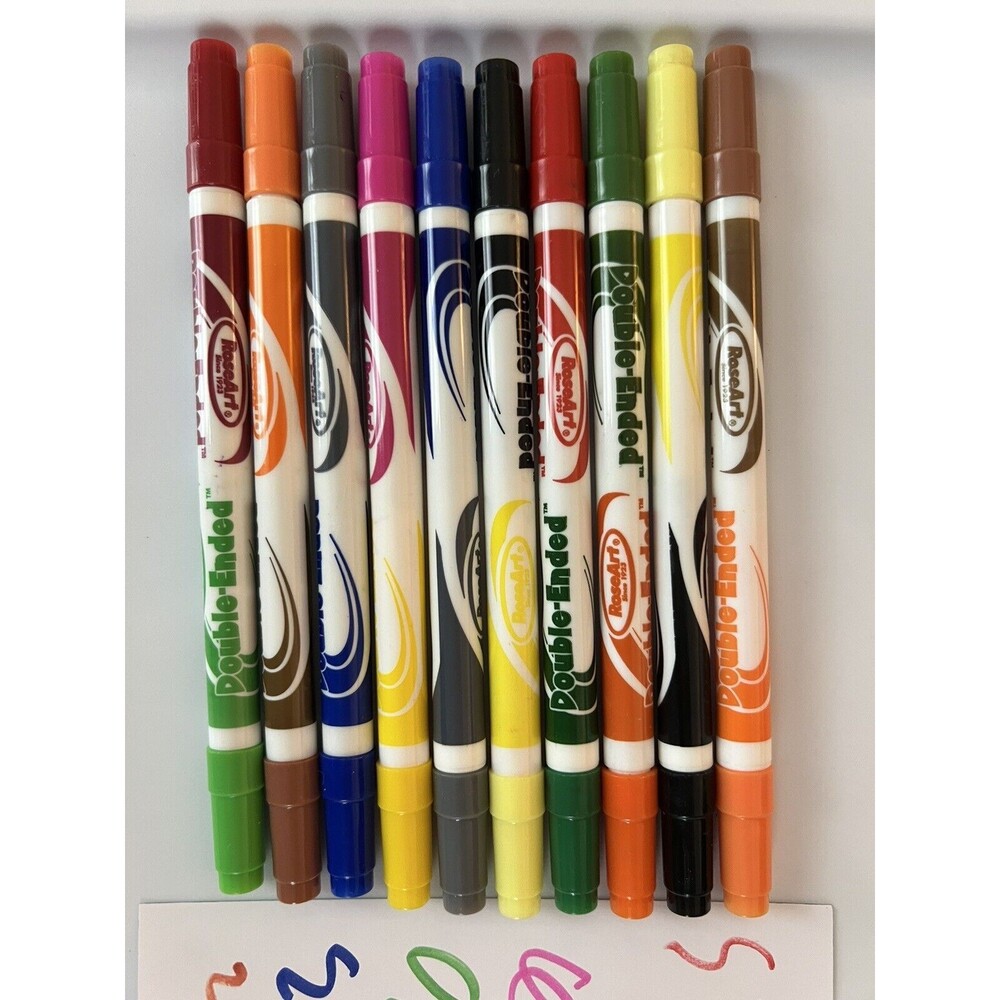 Vintage RoseArt DOUBLE ENDED 10 Piece Skinny Markers